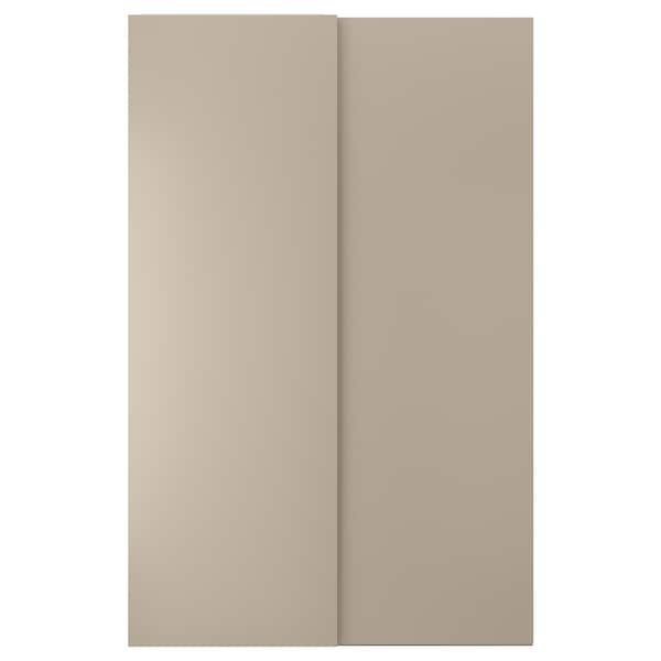 HASVIK - Pair of sliding doors, grey-beige, 150x236 cm