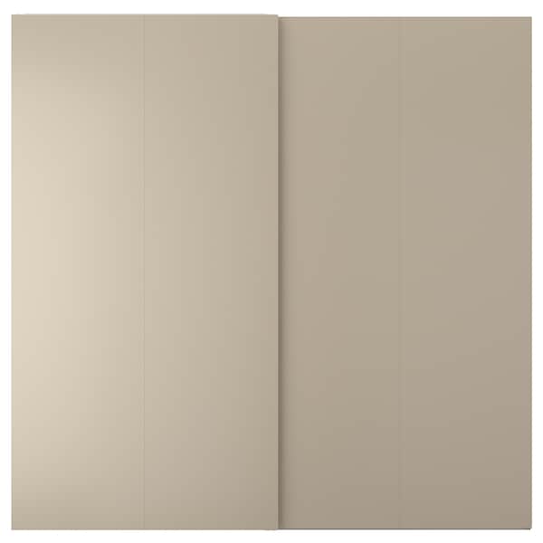 Ikea HASVIK - Pair of sliding doors, grey-beige, 200x201 cm