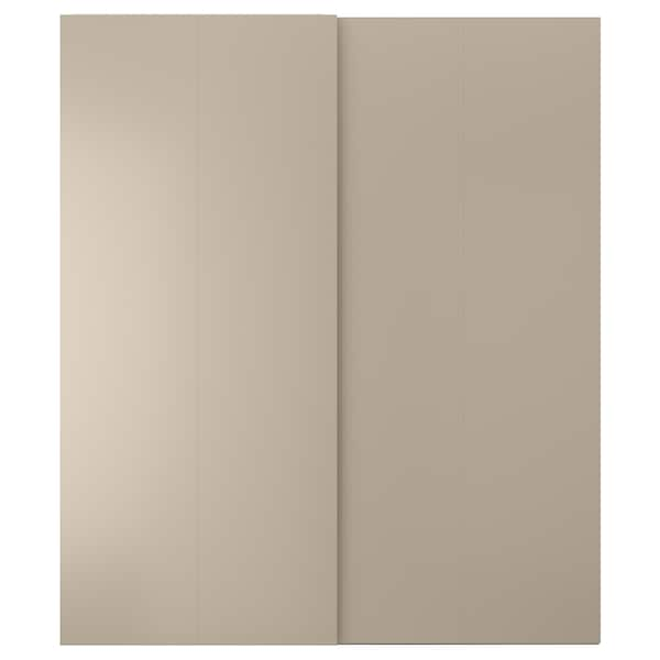 HASVIK - Pair of sliding doors, grey-beige, 200x236 cm