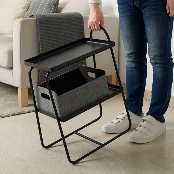 HATTÅSEN bedside table/shelf unit, black