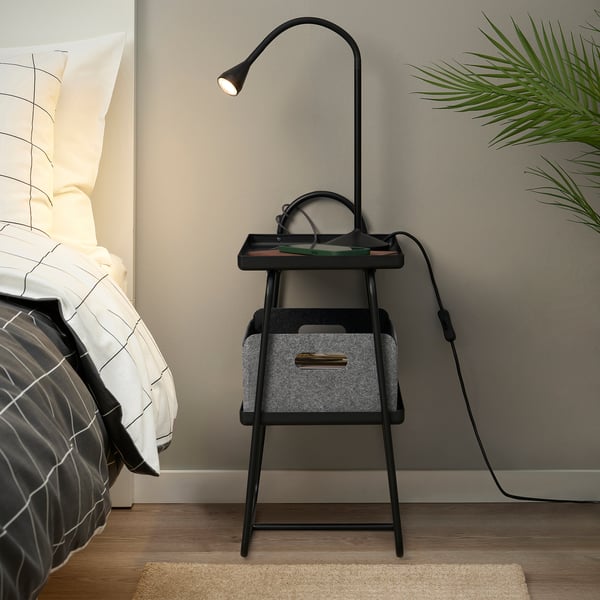 HATTÅSEN bedside table/shelf unit, black
