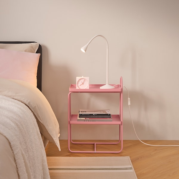 HATTÅSEN - Bedside table/shelf unit, pink