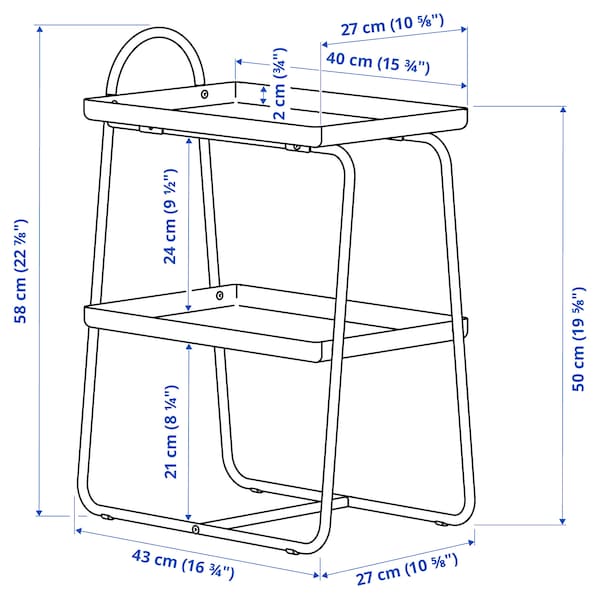 HATTÅSEN - Bedside table/shelf unit, blue-turquoise