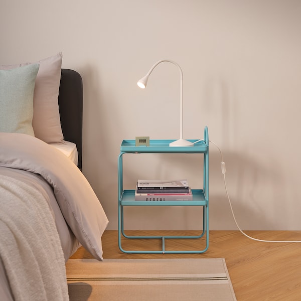 HATTÅSEN - Bedside table/shelf unit, blue-turquoise