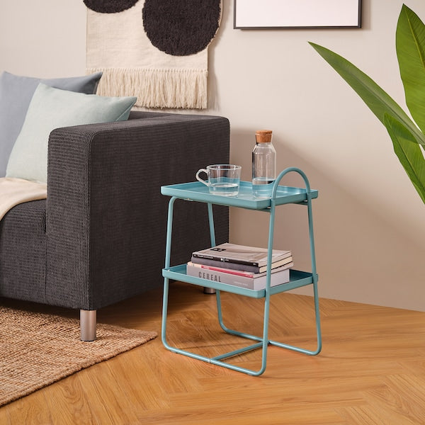 HATTÅSEN - Bedside table/shelf unit, blue-turquoise