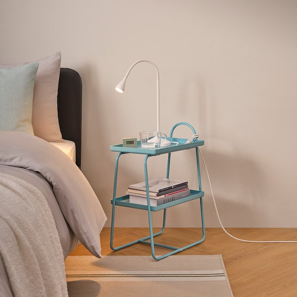 HATTÅSEN - Bedside table/shelf unit, blue-turquoise