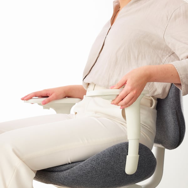 HATTEFJÄLL office chair with armrests, Gunnared medium grey/white, 68 cm