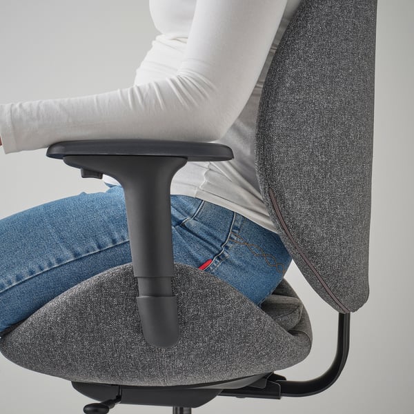 HATTEFJÄLL - Office chair with armrests, Gunnared dark grey/black ,
