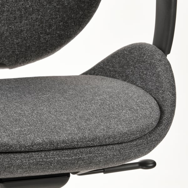 HATTEFJÄLL - Office chair with armrests, Gunnared dark grey/black ,