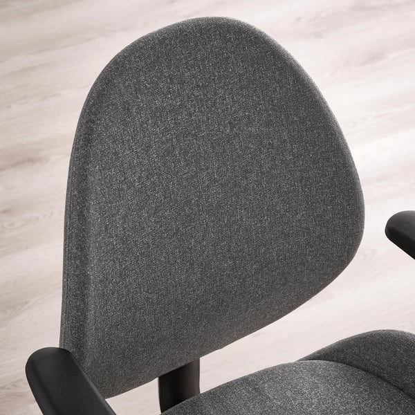 HATTEFJÄLL - Office chair with armrests, Gunnared dark grey/black ,