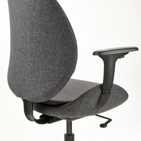 HATTEFJÄLL office chair with armrests, Gunnared dark grey/black, 68 cm