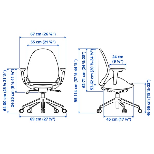 HATTEFJÄLL office chair with armrests, Gunnared red/white, 50x114x68 cm