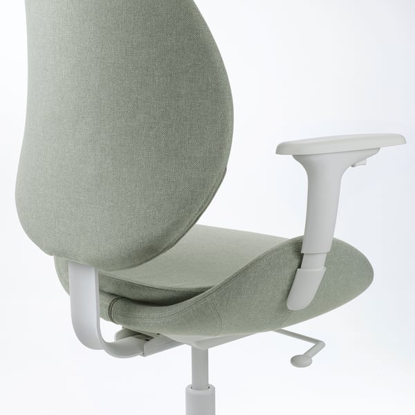 HATTEFJÄLL - Office chair with armrests, Gunnared light green/white ,