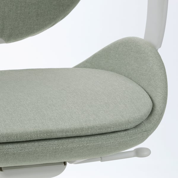 HATTEFJÄLL - Office chair with armrests, Gunnared light green/white ,