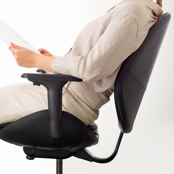HATTEFJÄLL office chair with armrests, Smidig black/black, 68 cm