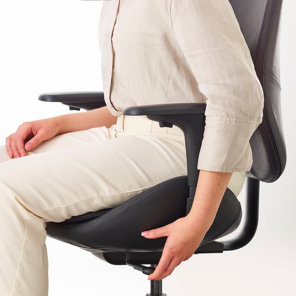 HATTEFJÄLL office chair with armrests, Smidig black/black, 50x114x68 cm