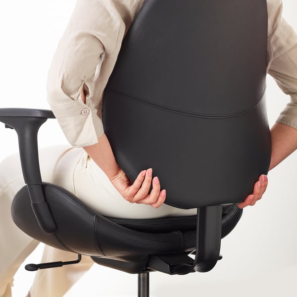HATTEFJÄLL office chair with armrests, Smidig black/black, 68 cm