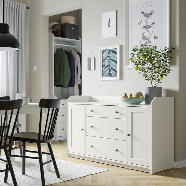 HAUGA sideboard, white, 140x84 cm