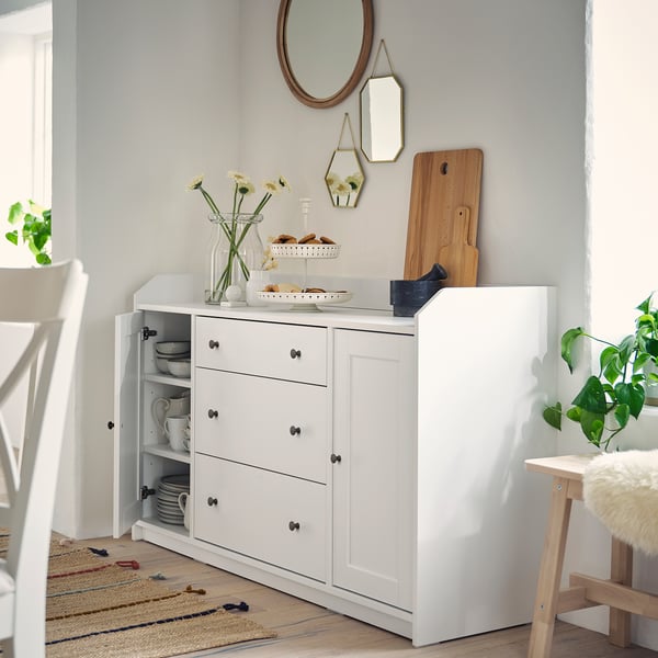 HAUGA sideboard, white, 140x84 cm