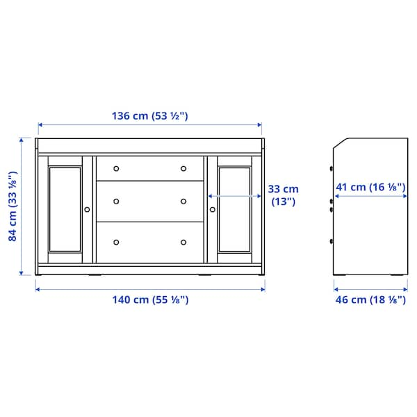 HAUGA - Sideboard, grey, 140x84 cm