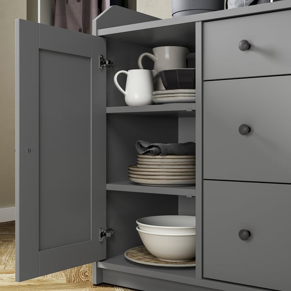 HAUGA sideboard, grey, 140x84 cm