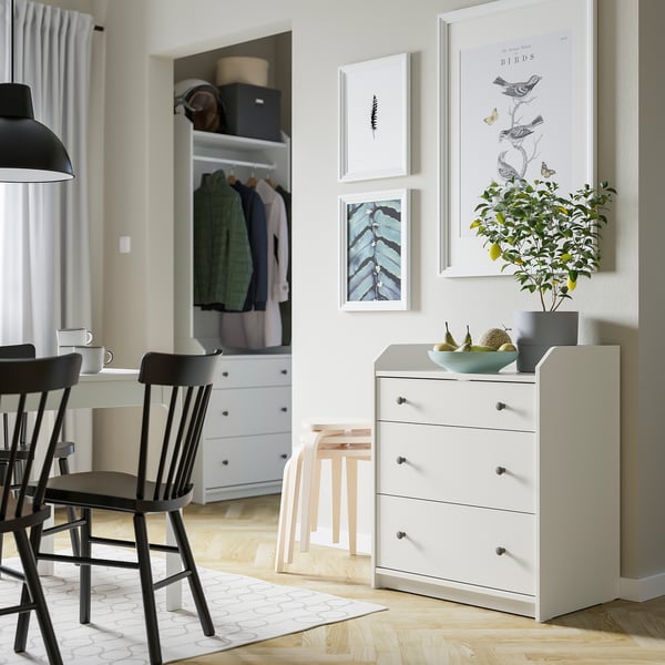 HAUGA chest of drawers with 3 drawers, white, 70x46x84 cm