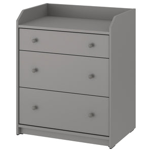 HAUGA chest of 3 drawers, grey, 70x46x84 cm