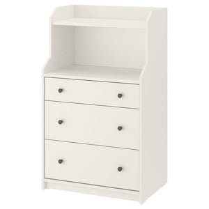 HAUGA chest of 3 drawers with shelf, white, 70x46x116 cm