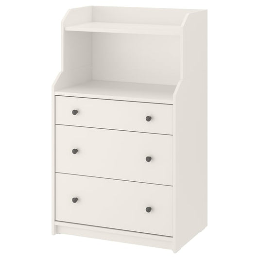 HAUGA chest of drawers with 3 drawers/shelf, white, 70x46x116 cm