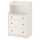 HAUGA chest of 3 drawers with shelf, white, 70x46x116 cm