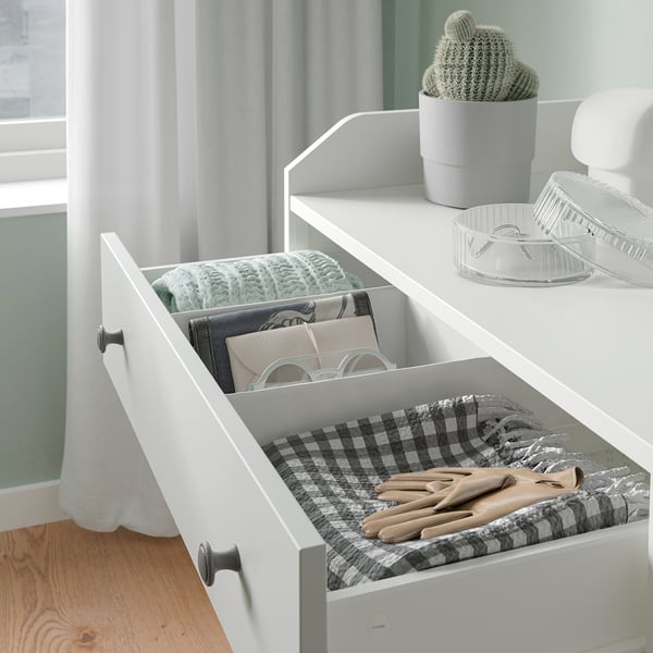 HAUGA chest of 3 drawers with shelf, white, 70x46x116 cm