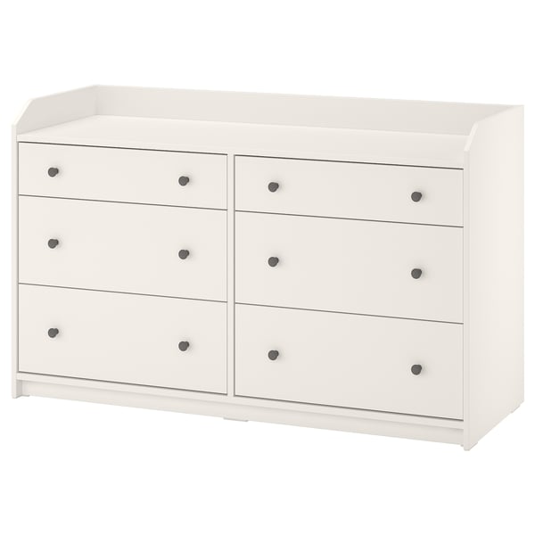 HAUGA chest of drawers with 6 drawers, white, 138x46x84 cm