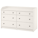 HAUGA chest of 6 drawers, white, 138x46x84 cm