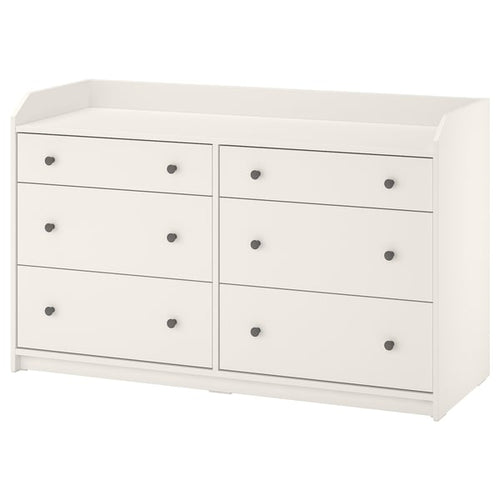 HAUGA chest of 6 drawers, white, 138x46x84 cm