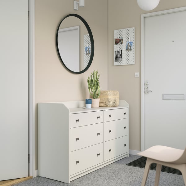 HAUGA chest of 6 drawers, white, 138x46x84 cm
