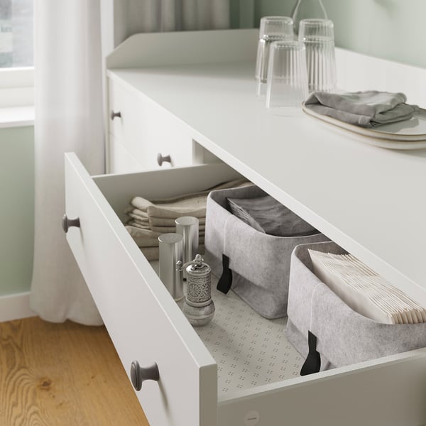 HAUGA chest of drawers with 6 drawers, white, 138x46x84 cm