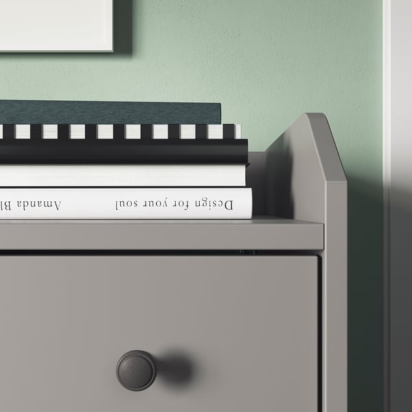 HAUGA chest of 6 drawers, grey, 138x46x84 cm