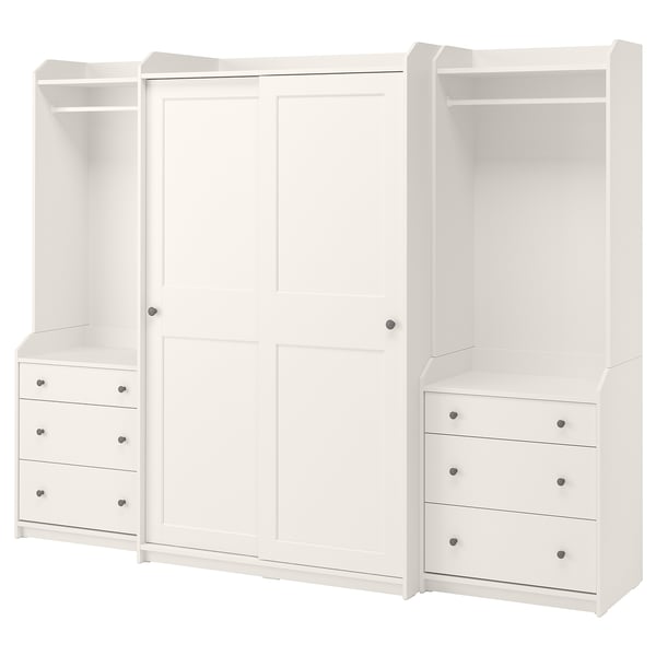 HAUGA wardrobe combination, white, 258x55x199 cm