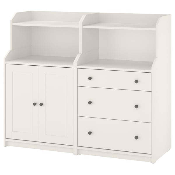 HAUGA storage combination, white, 139x46x116 cm