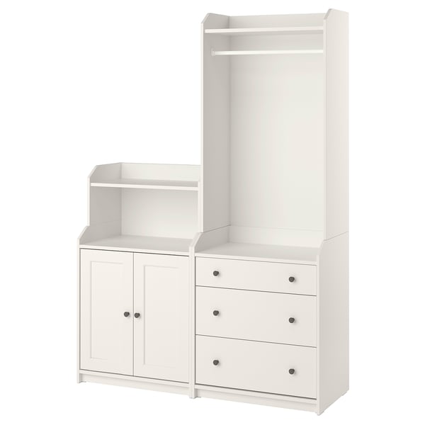 HAUGA storage combination, white, 139x46x199 cm