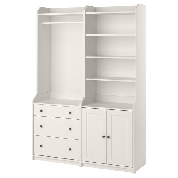 HAUGA storage combination, white, 139x46x199 cm