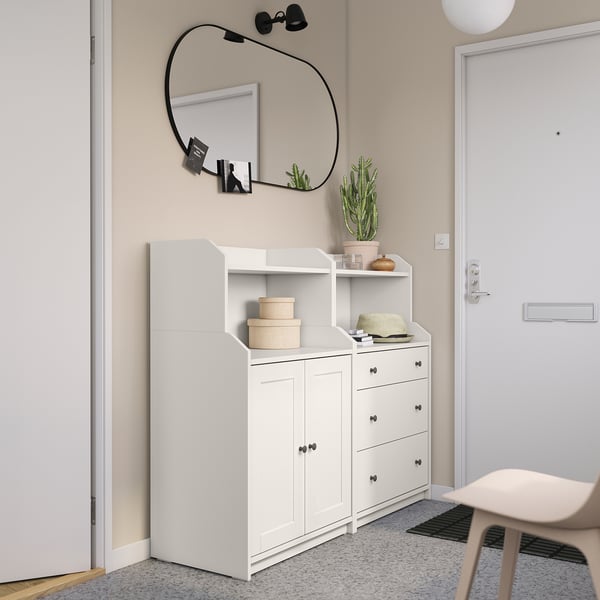 HAUGA storage combination, white, 139x46x116 cm