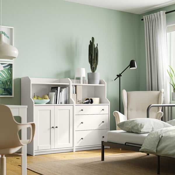 HAUGA storage combination, white, 139x46x116 cm