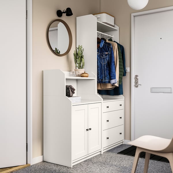 HAUGA storage combination, white, 139x46x199 cm