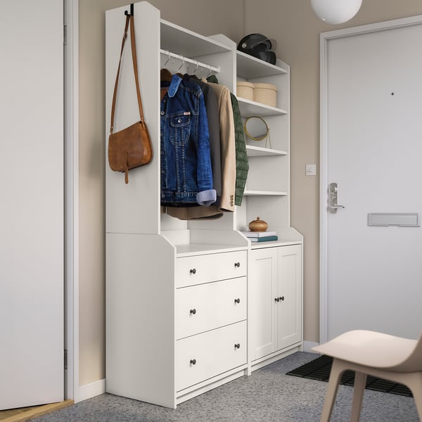 HAUGA storage combination, white, 139x46x199 cm