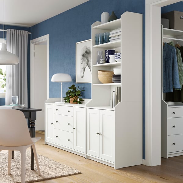 HAUGA - Storage combination, white, 210x46x199 cm