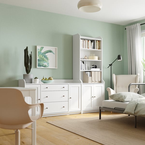 HAUGA storage combination, white, 210x46x199 cm
