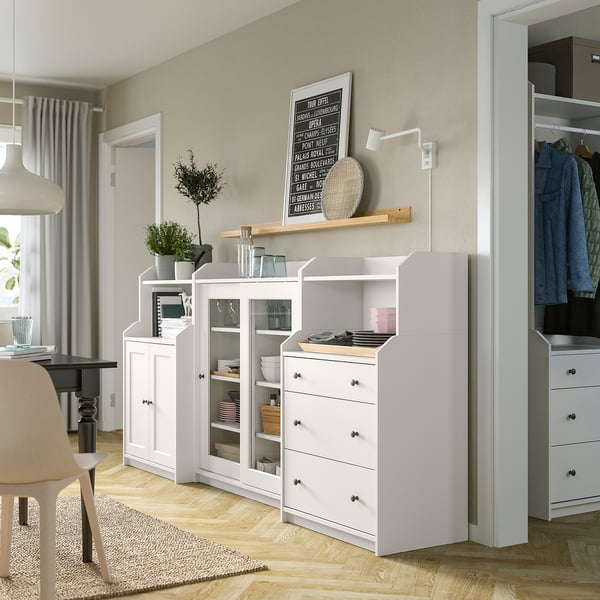 HAUGA furniture combination, white, 244x46x116 cm