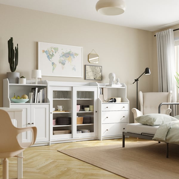 HAUGA furniture combination, white, 244x46x116 cm