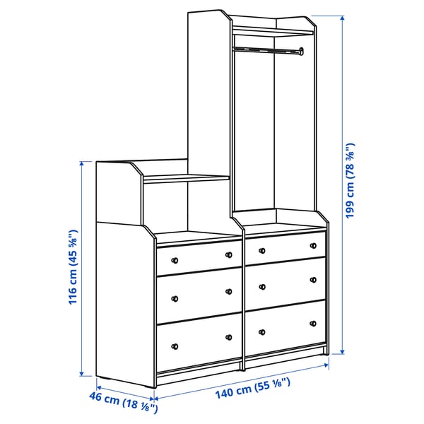 HAUGA storage combination, white, 140x199 cm